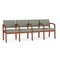 Lesro Lenox Wood 4 Seat Tandem Seating Wood Frame, Cherry, OH Eucalyptus Upholstery LW4103 - alternate 1